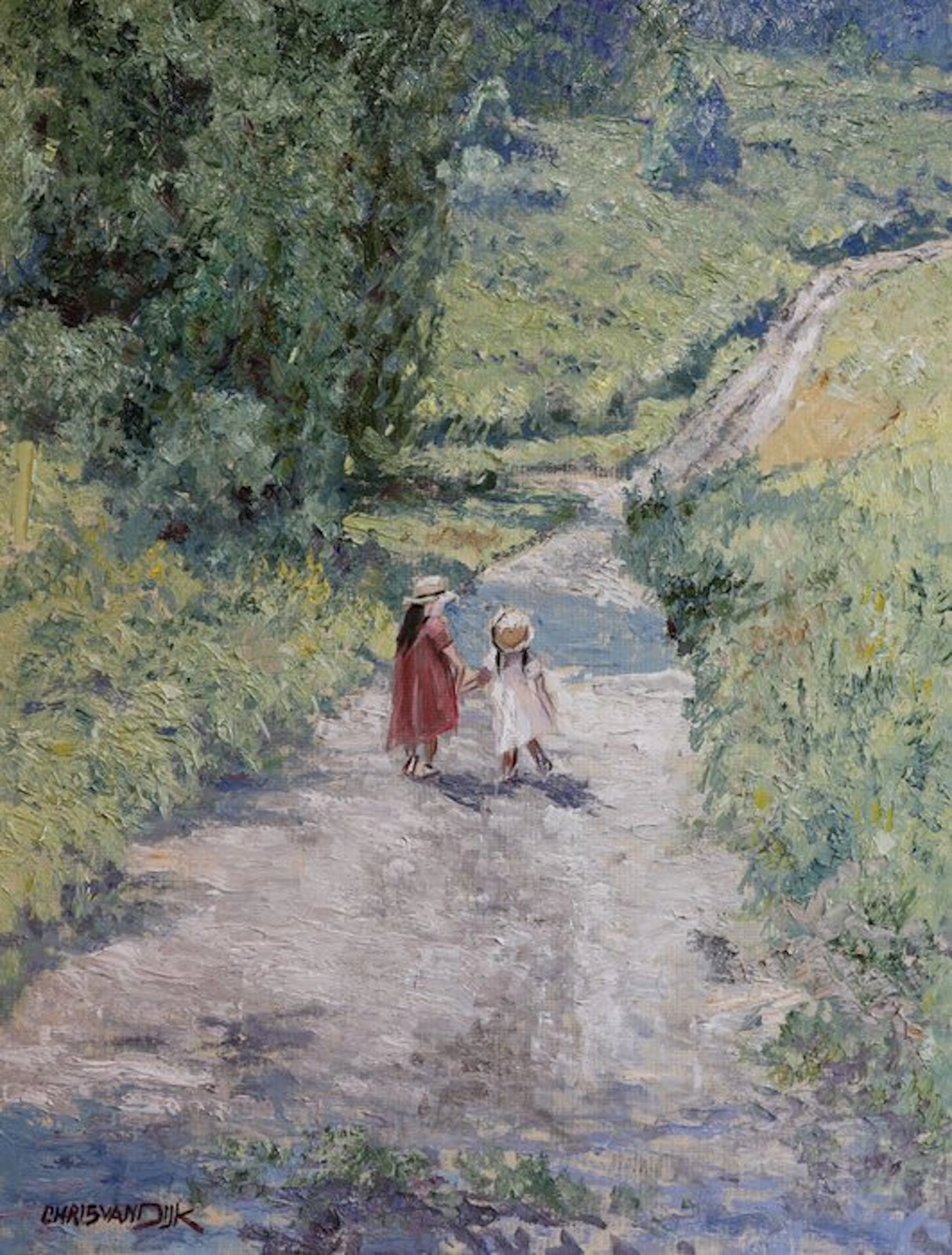 Chris van Dijk (1952) Impressionist - " Deux en route "