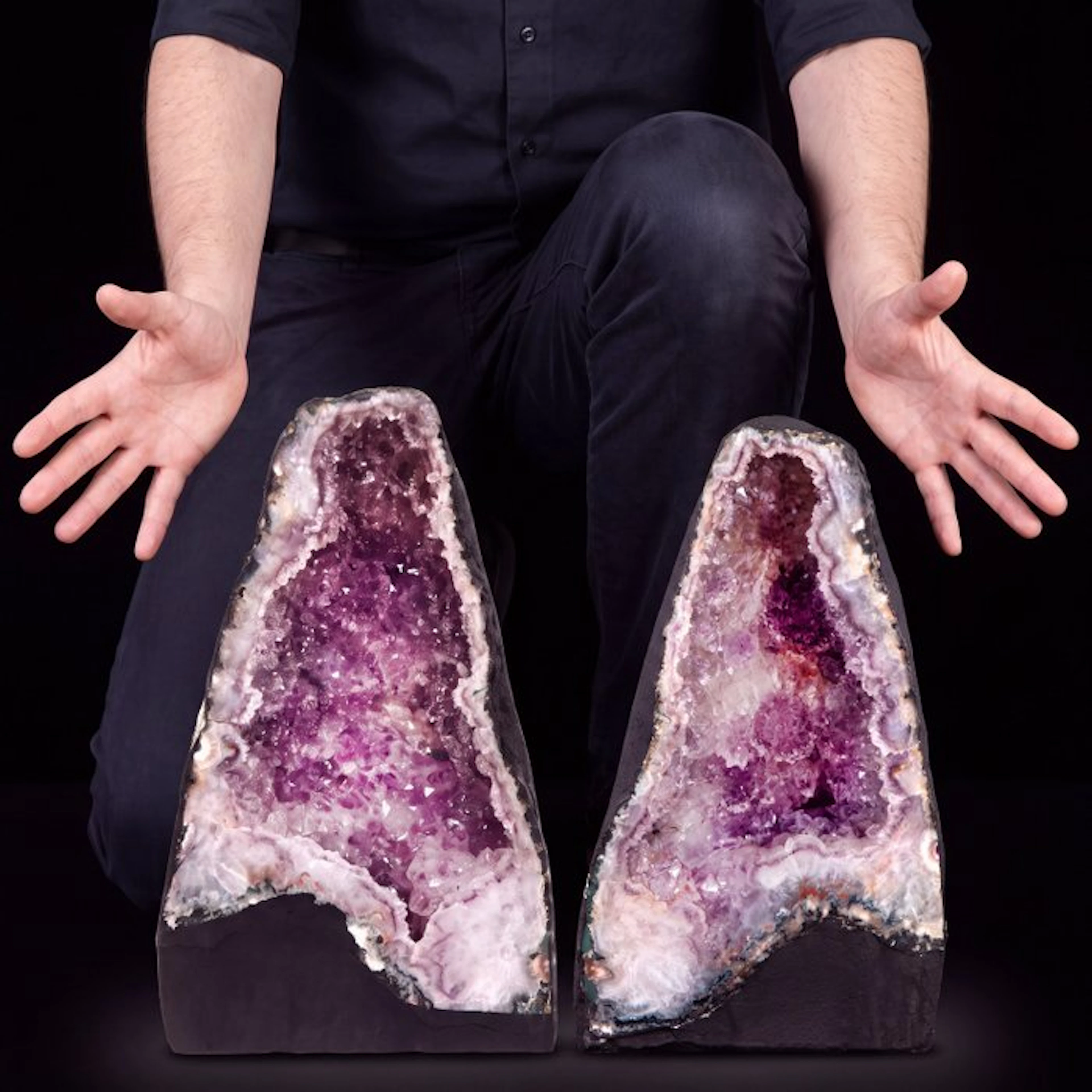 Amethyst - 39x21x16 cm - Matched Pair - Geode- 19.8 kg