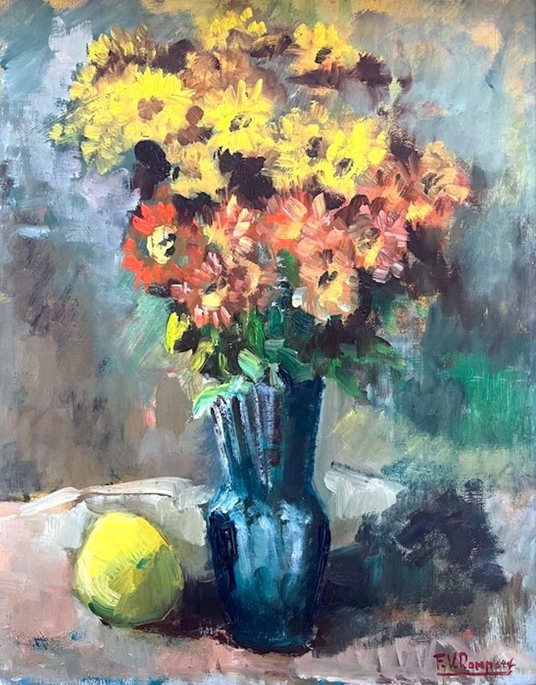 François (Frans) Van Rompaey (1878–1955) - Bloemstilleven
