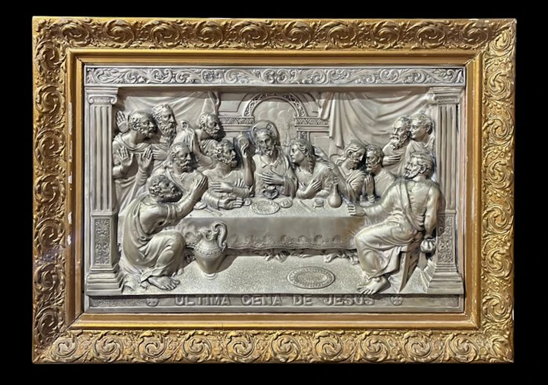 Relief, Ultima cena di Gesù - 41 cm - Wood, silver sheet - 1950