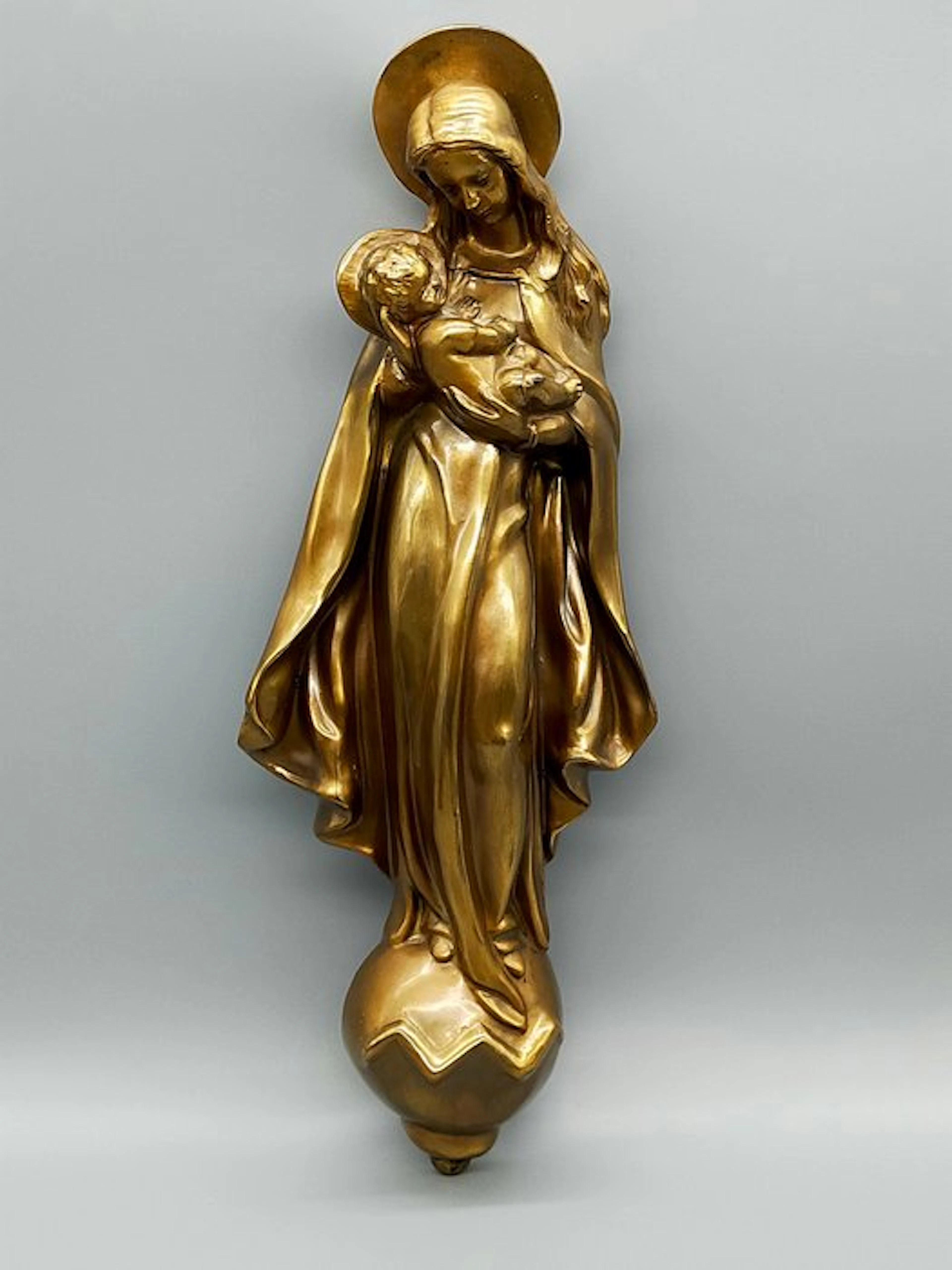 Sculpture, Elegante Madonna mit Kind Skulptur - 41 cm - Gussmetal