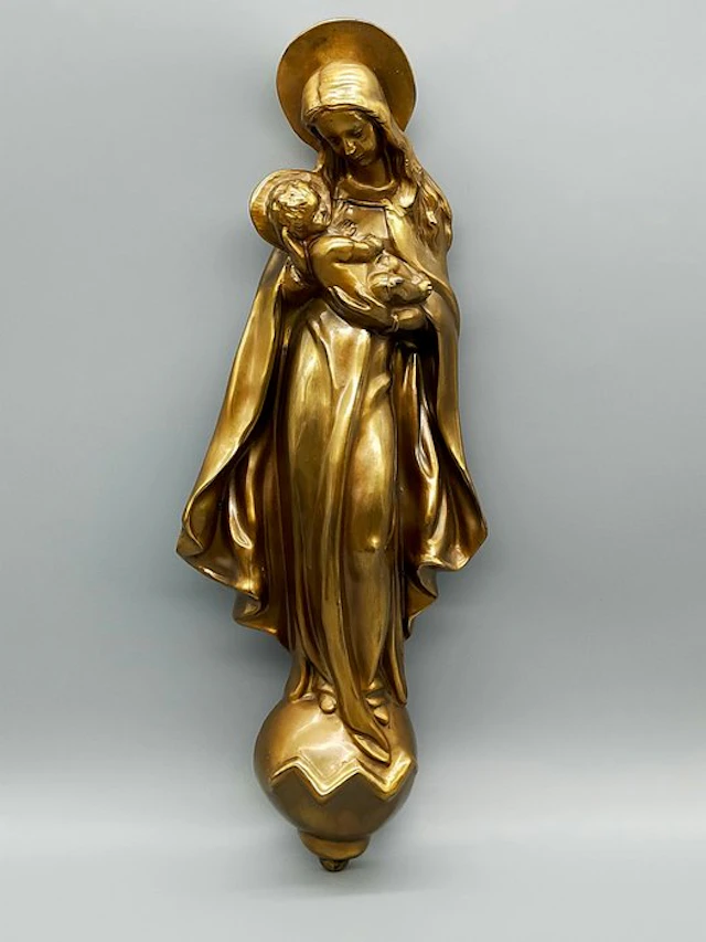 Sculpture, Elegante Madonna mit Kind Skulptur - 41 cm - Gussmetal