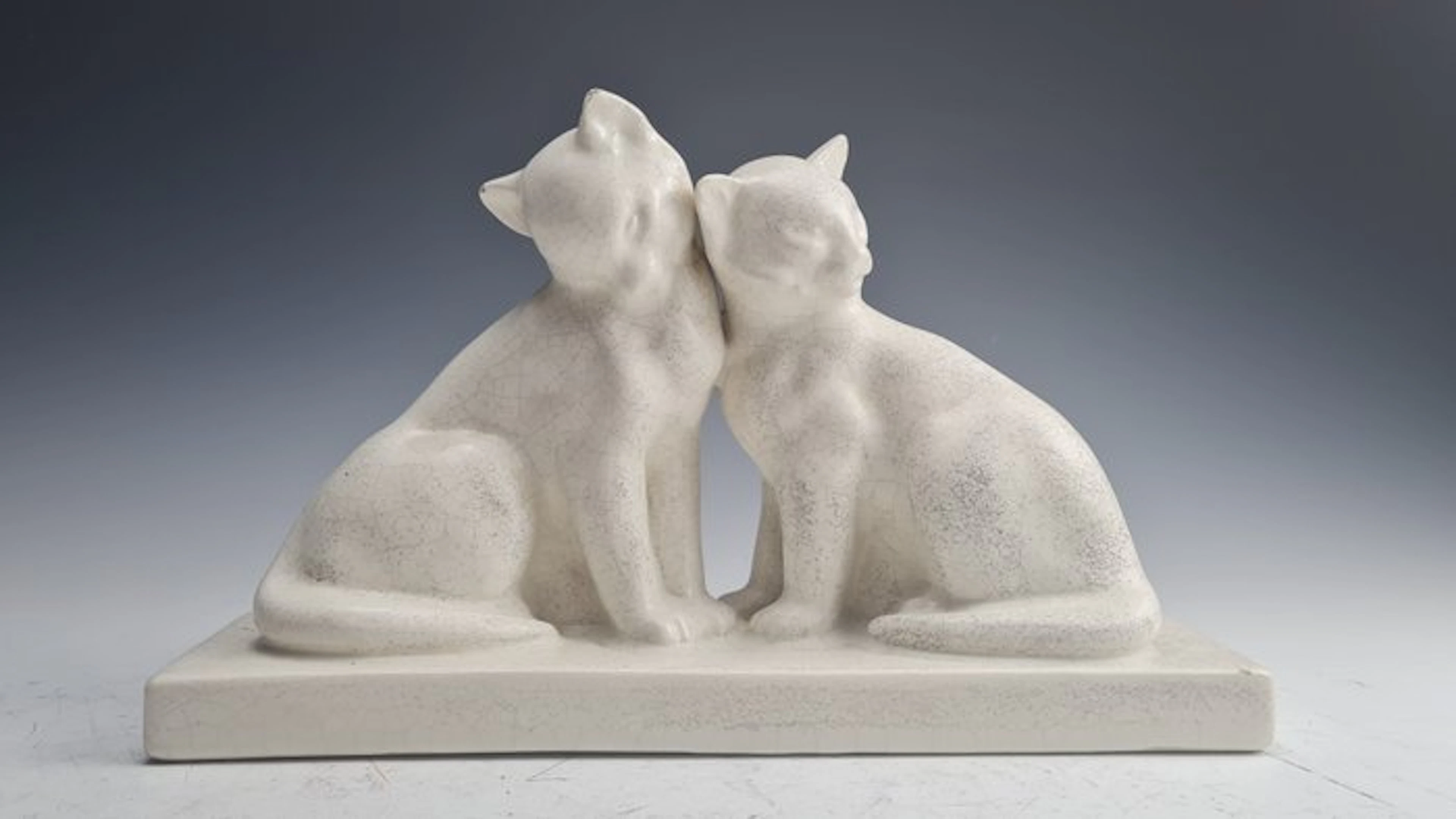 Figurine - 2 Zittende katten - Ceramic