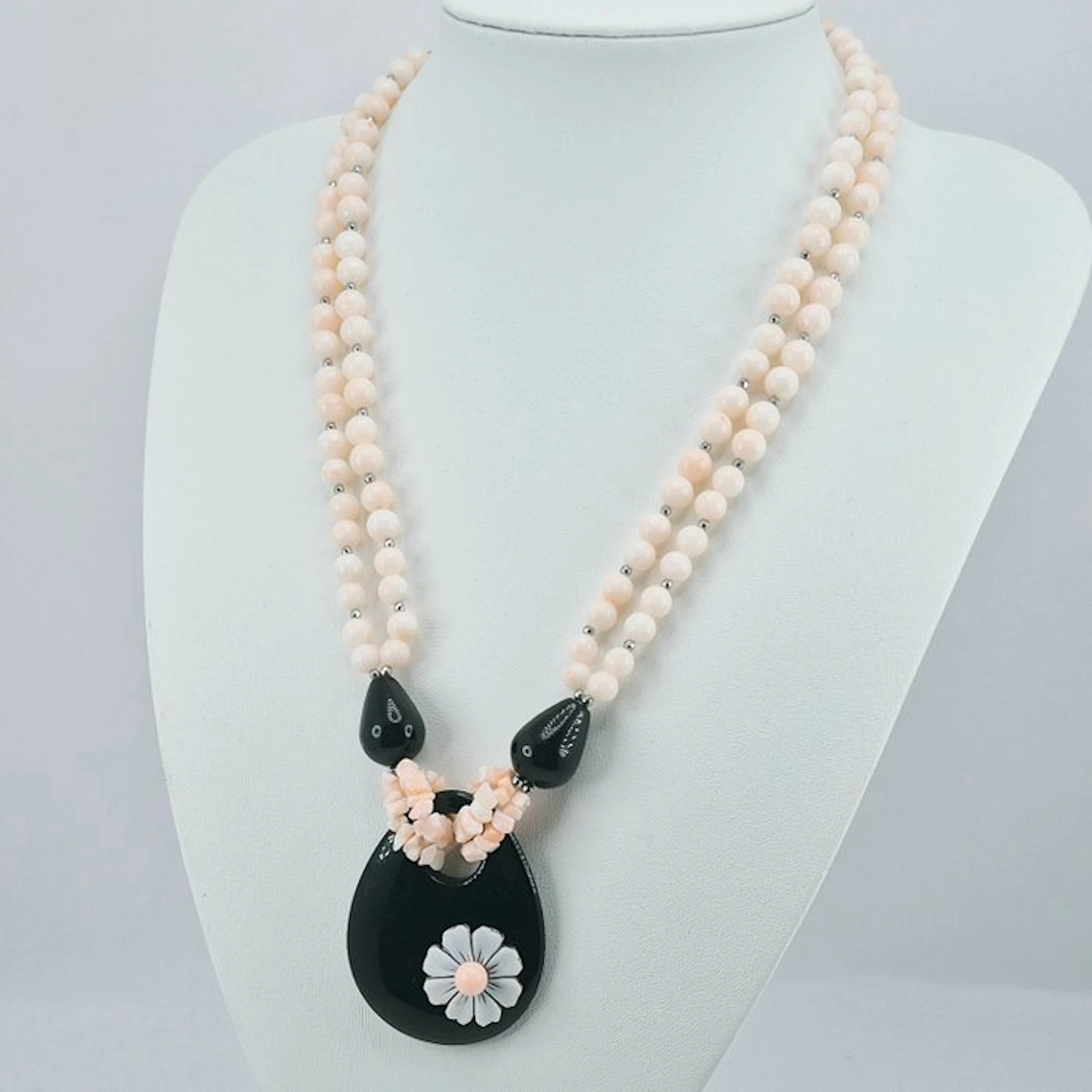 Coral - Silver - Necklace - Pink Coral