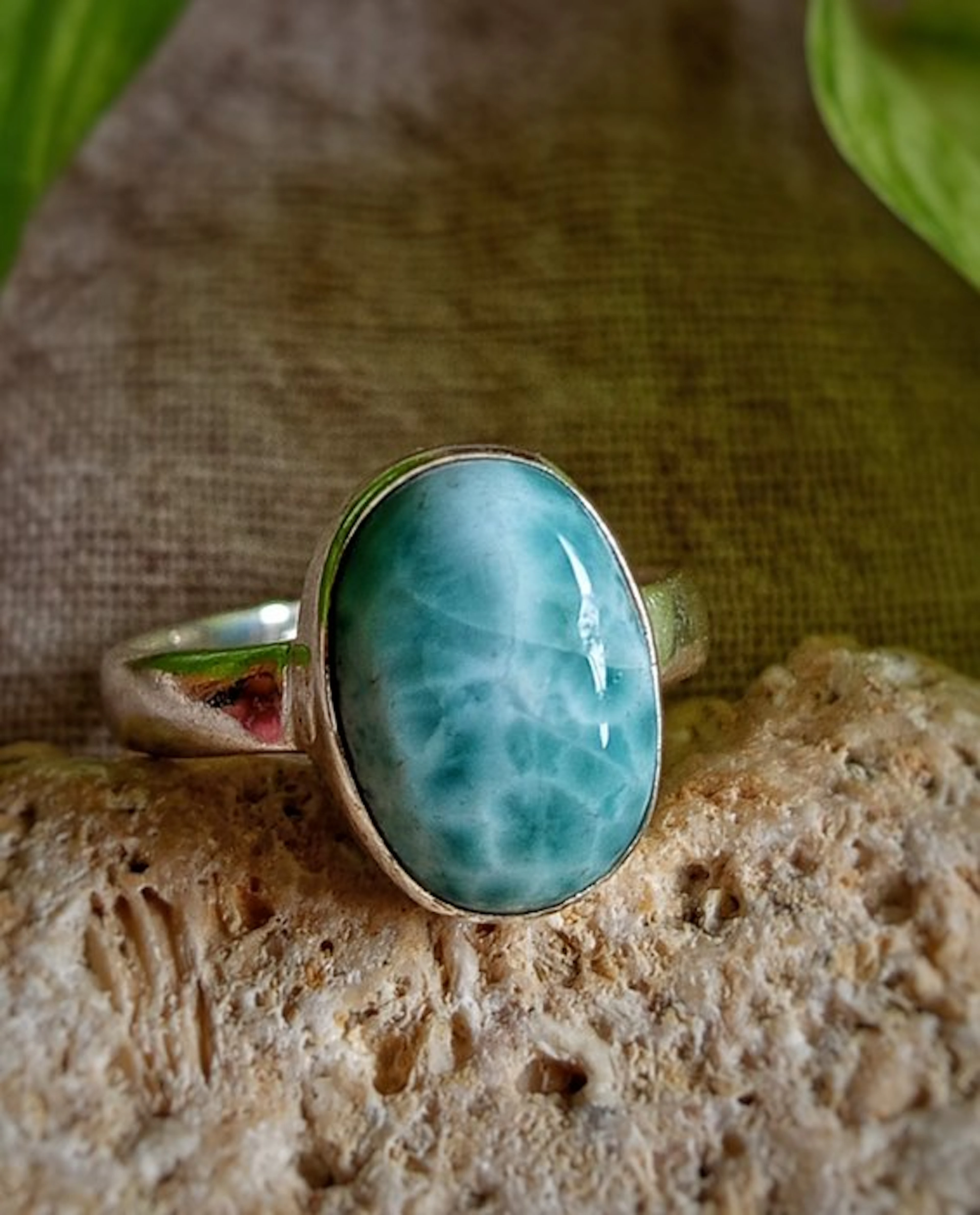 Wonderful ring in 925 silver with Larimar—top quality