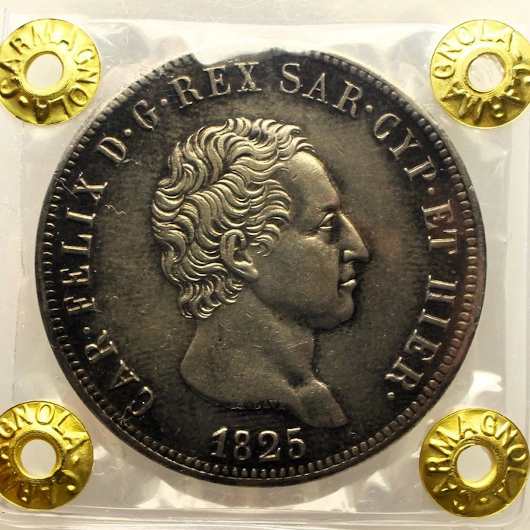 Italy, Savoy Carlo Felice. 5 Lire 1825 Torino