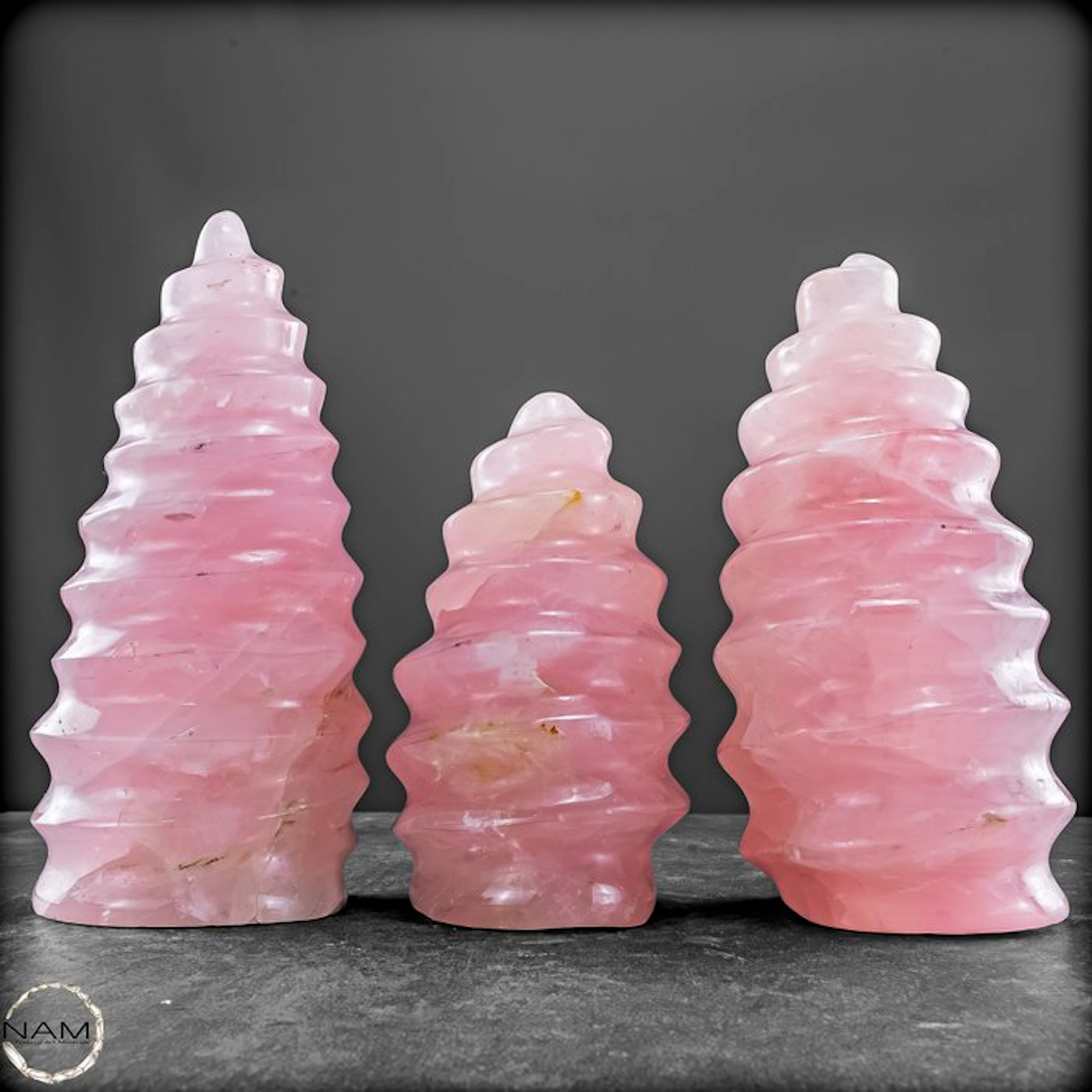 Rose Quartz Flame Set – Soft elegance in delicate pink tones.- 3095.67 g - (3)