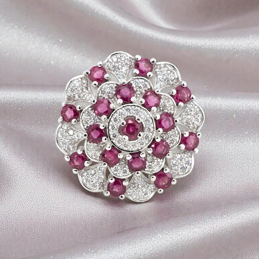 No reserve price - Ring Gold-plated Ruby - Topaz - 18kt Gold Plated