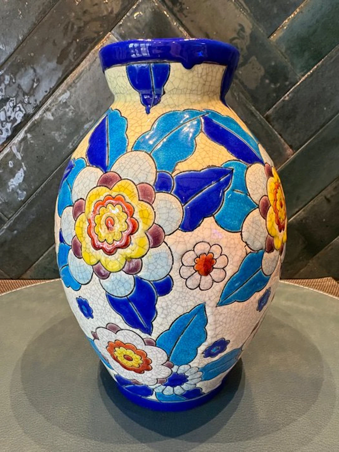 Antiek art-deco 1939 - Boch Fréres - Vase - Faience...
