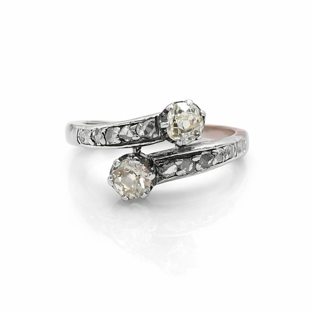 Ring - 18 kt. Rose gold, Silver - 0.80ct. tw. Diamond (Natural) - Diamond