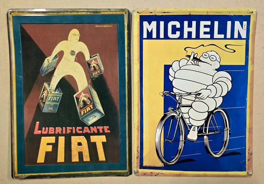 Michelin Bibendum, Lubrificanti Fiat - Advertising sign (2) - Metal