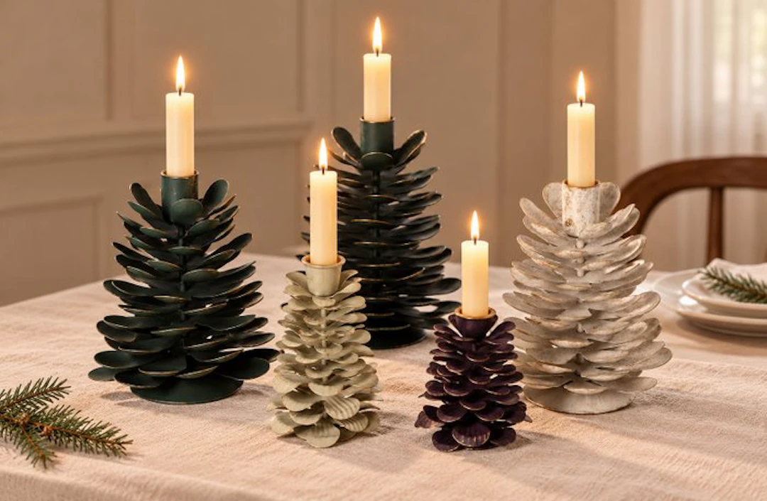 Candlestick - Metal, Iron - Set of candle holders (5)
