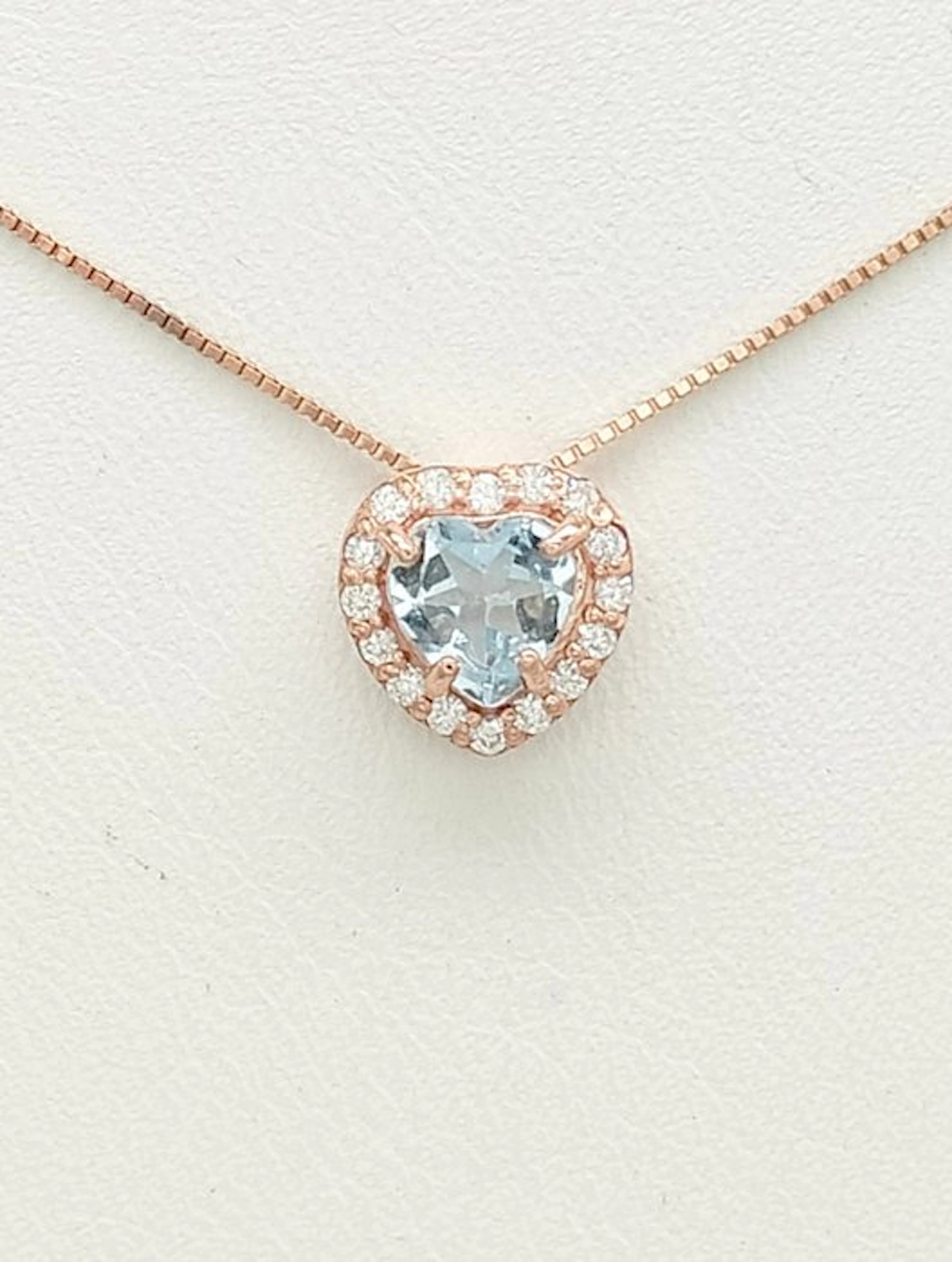 No reserve price - Necklace - 14 kt. Rose gold Aquamarine - Diamond