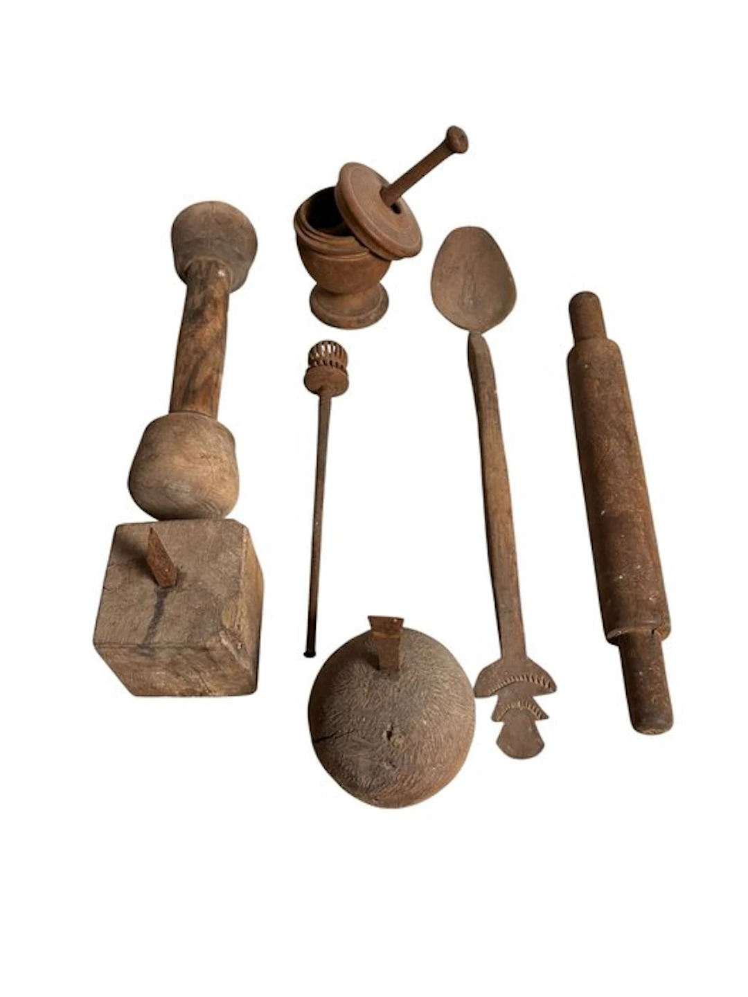 Mortar and pestle (7) - Wood - Antique kitchen tools