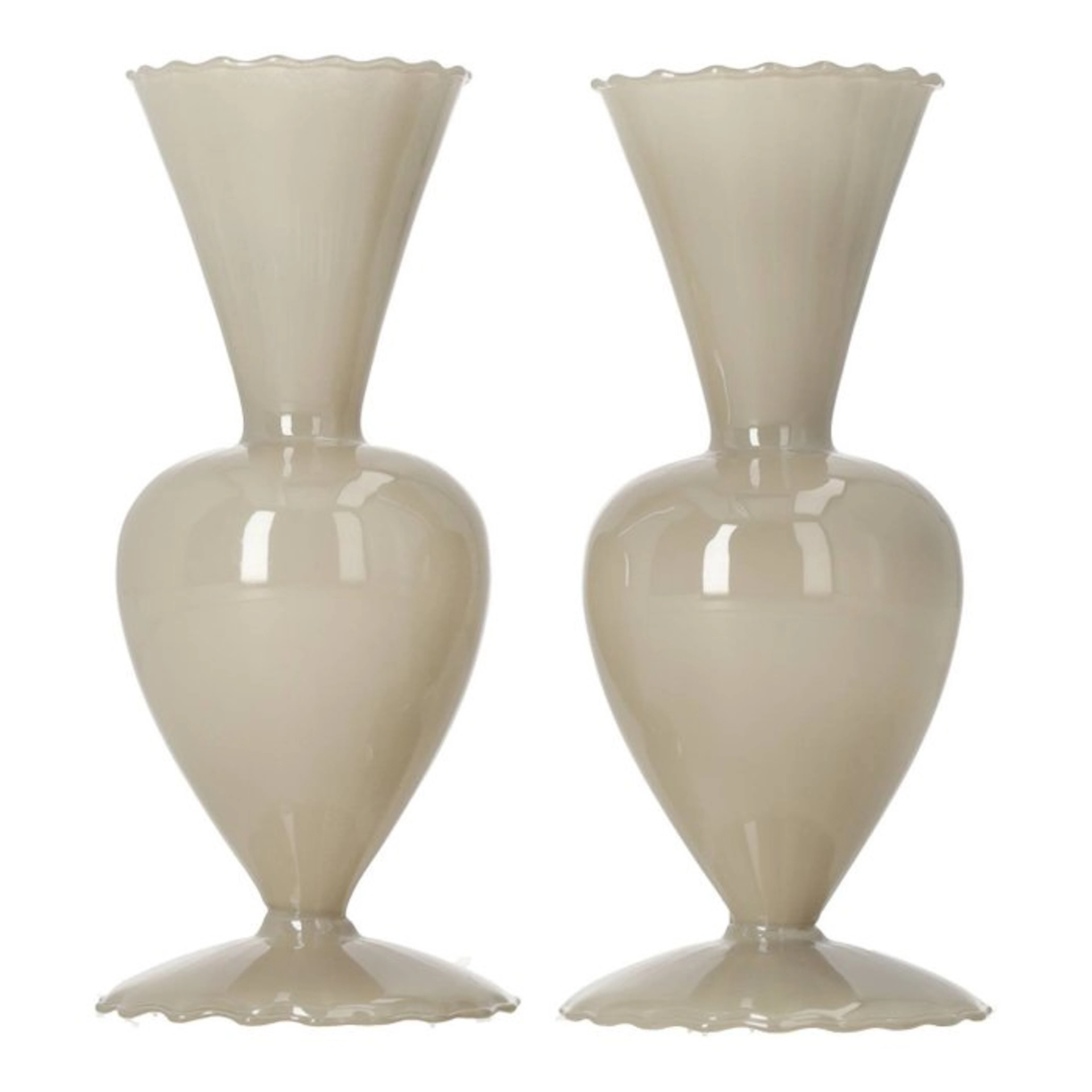 Vase - Glass - Set of small white vases.