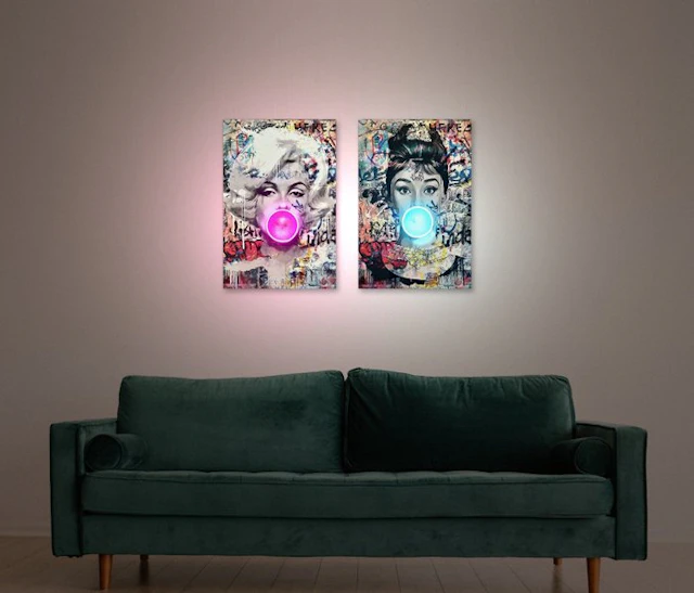 LEDMansion - BUBBLE GUM ICONS 40x60cm | Led Wall Art