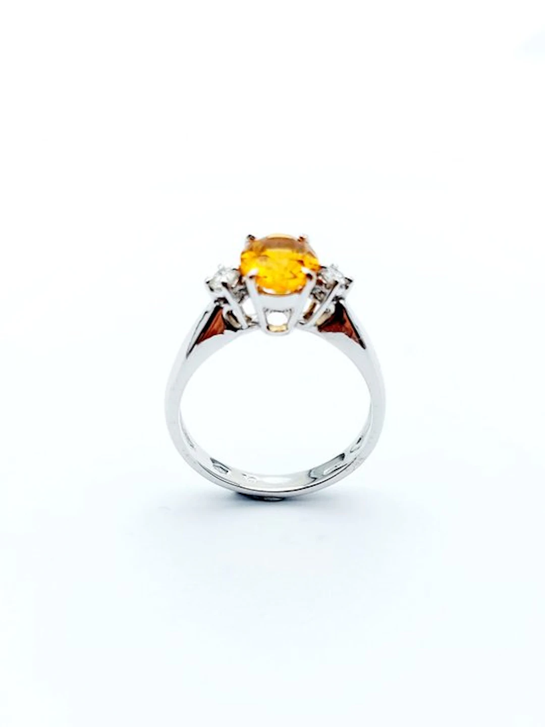 Ring - 14 kt. White gold Citrine - Diamond