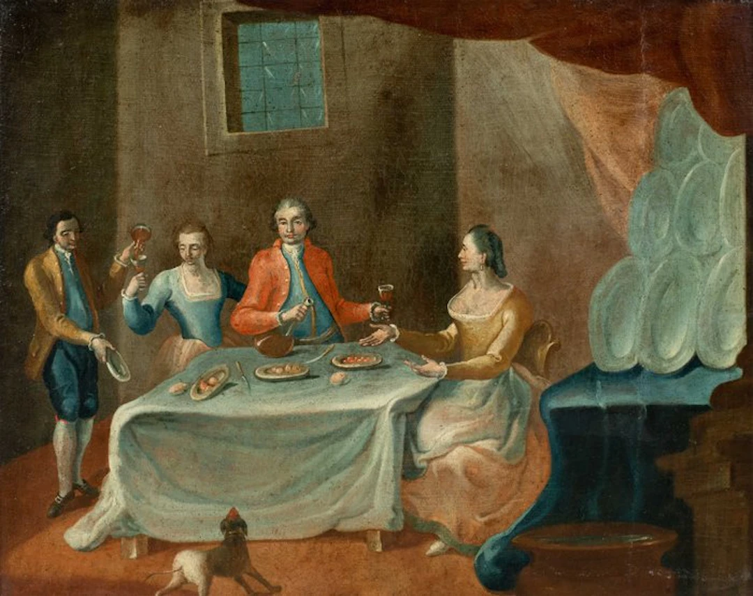Venetian school (second half of the XVIII) - Interior with a banquet scene