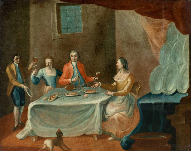 Venetian school (second half of the XVIII) - Interior with a banquet scene