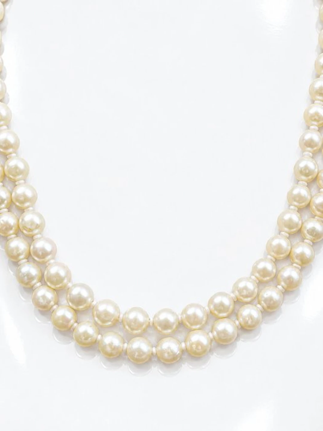 No reserve price - Necklace Silver Pearl - Akoya Double 7.5–8.5 mm