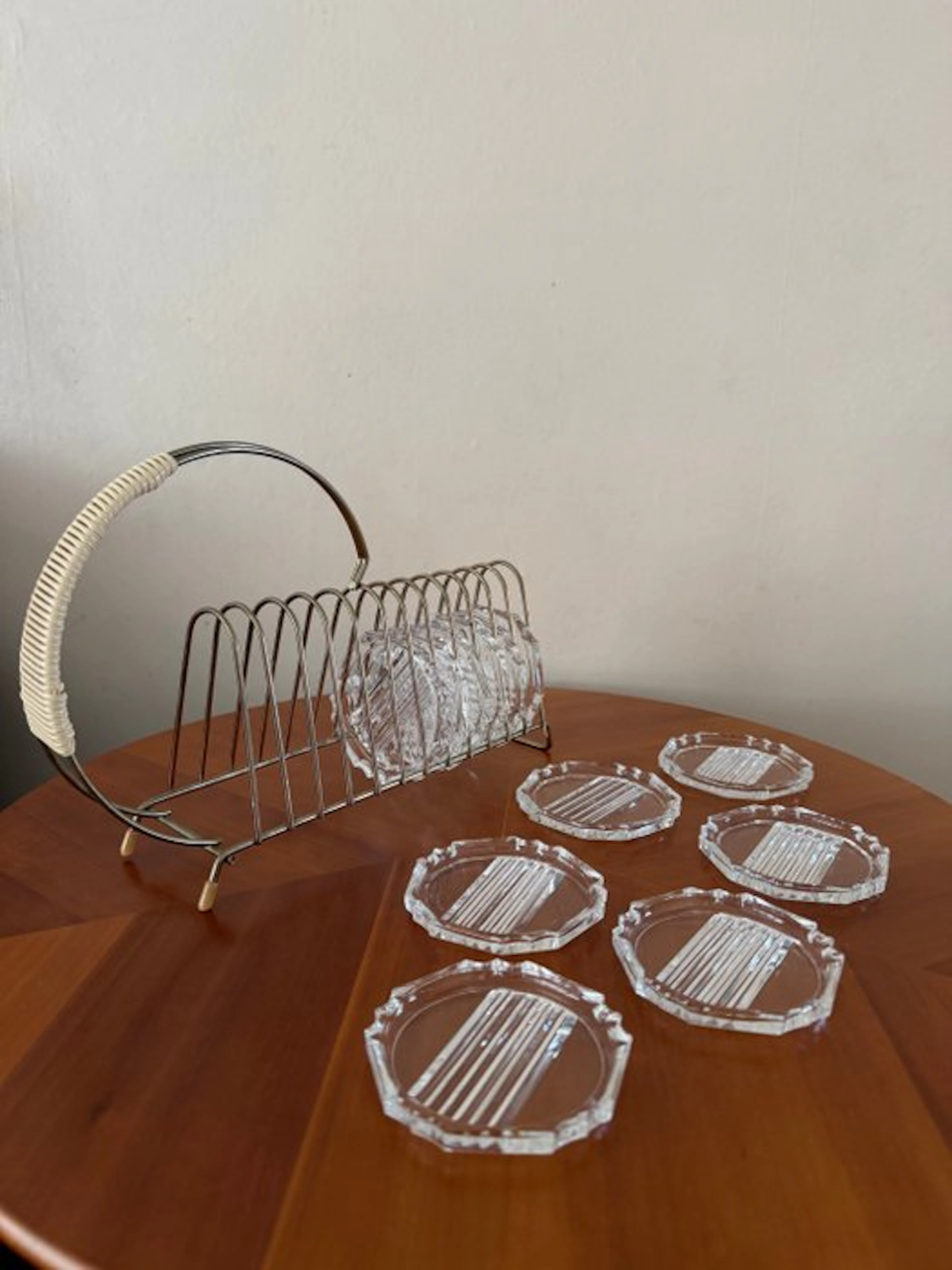 Coaster (13) - Crystal, Metal - Coaster caddy set