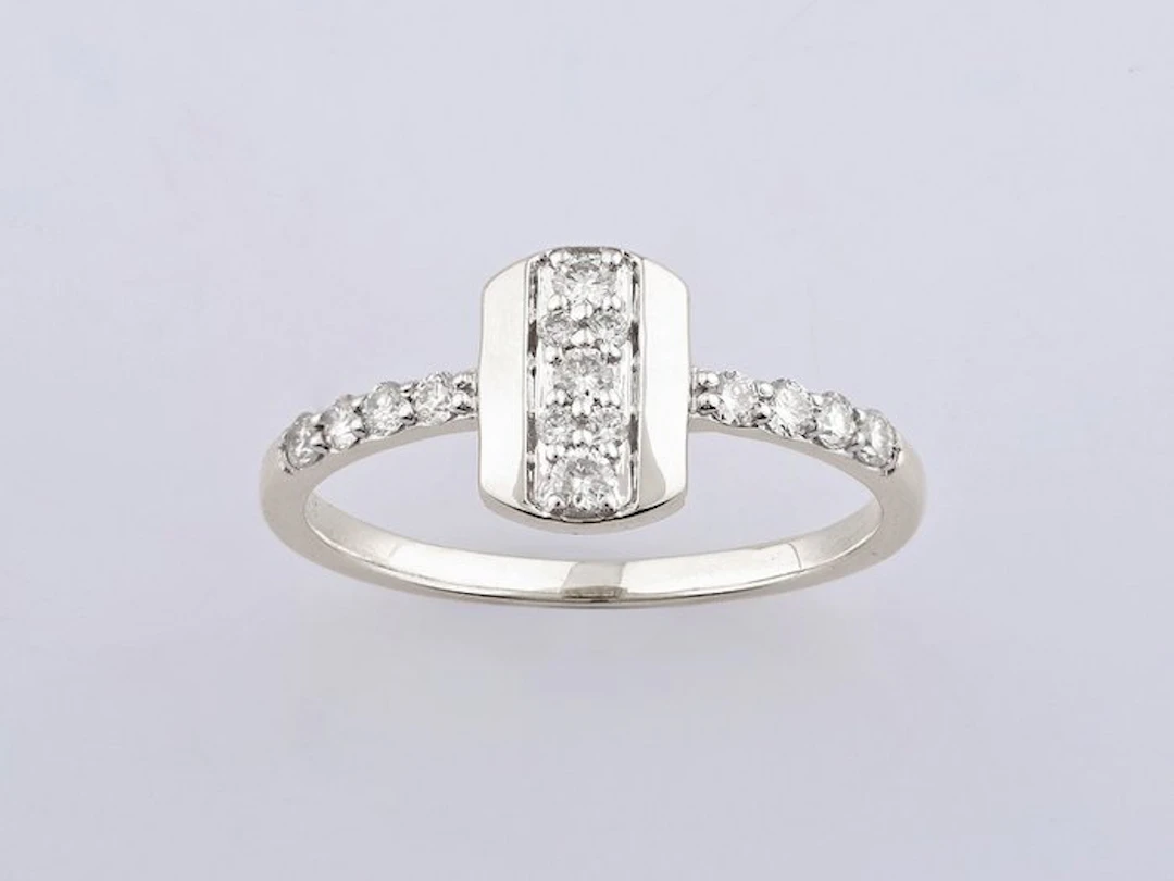 Ring - 14 kt. White gold - 0.27ct. tw. Diamond (Natural)