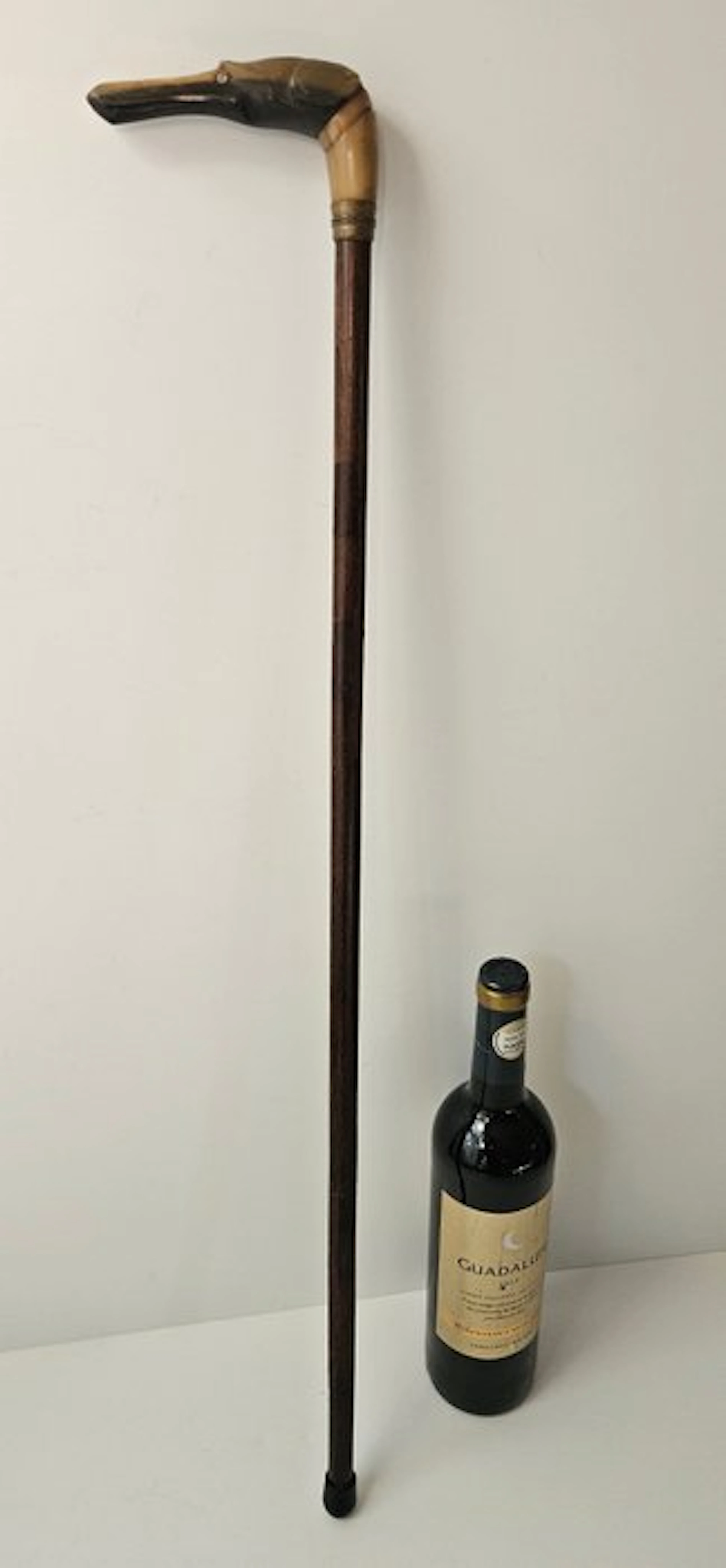 Greyhound - Antieke Walking stick - Horn - Wood - Copper