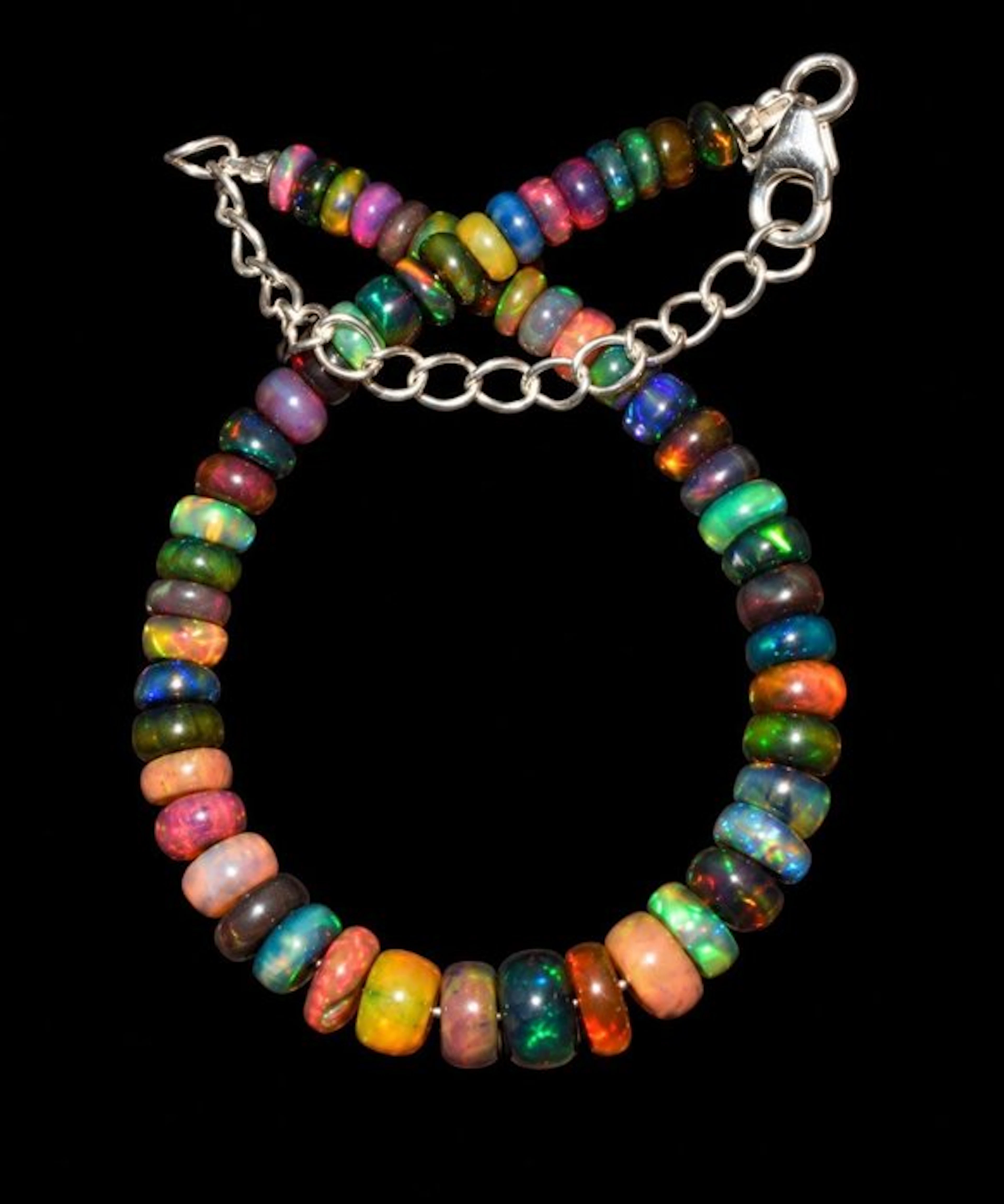 Elegant Premium-Quality Black Multicolor Welo Opal...