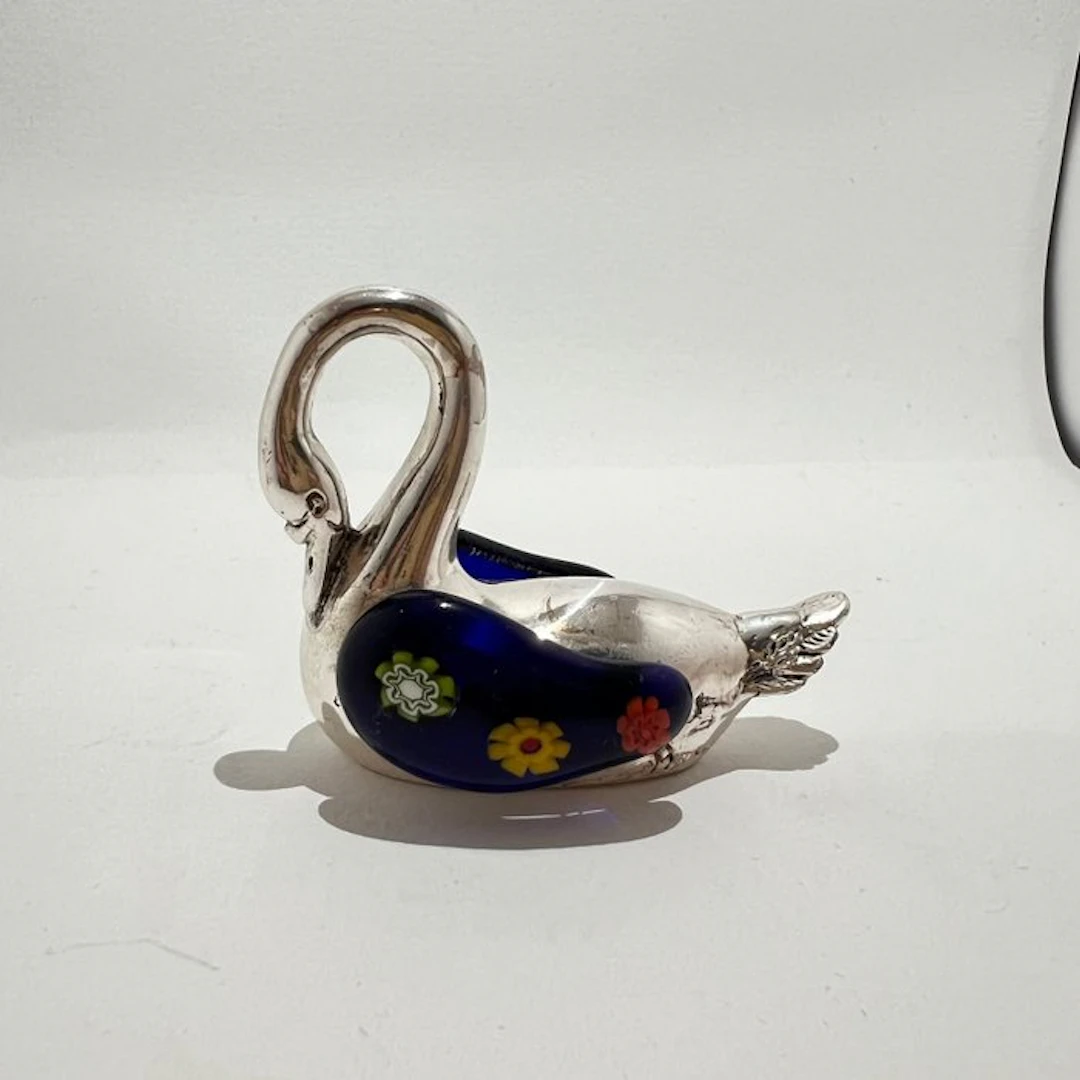 Sculpture, Cigno Murano - 5 cm - Silverplated