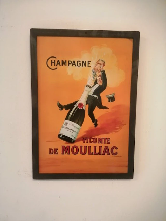 Champagne Vicomte de Moulliac - Advertising sign - Paper, Metal