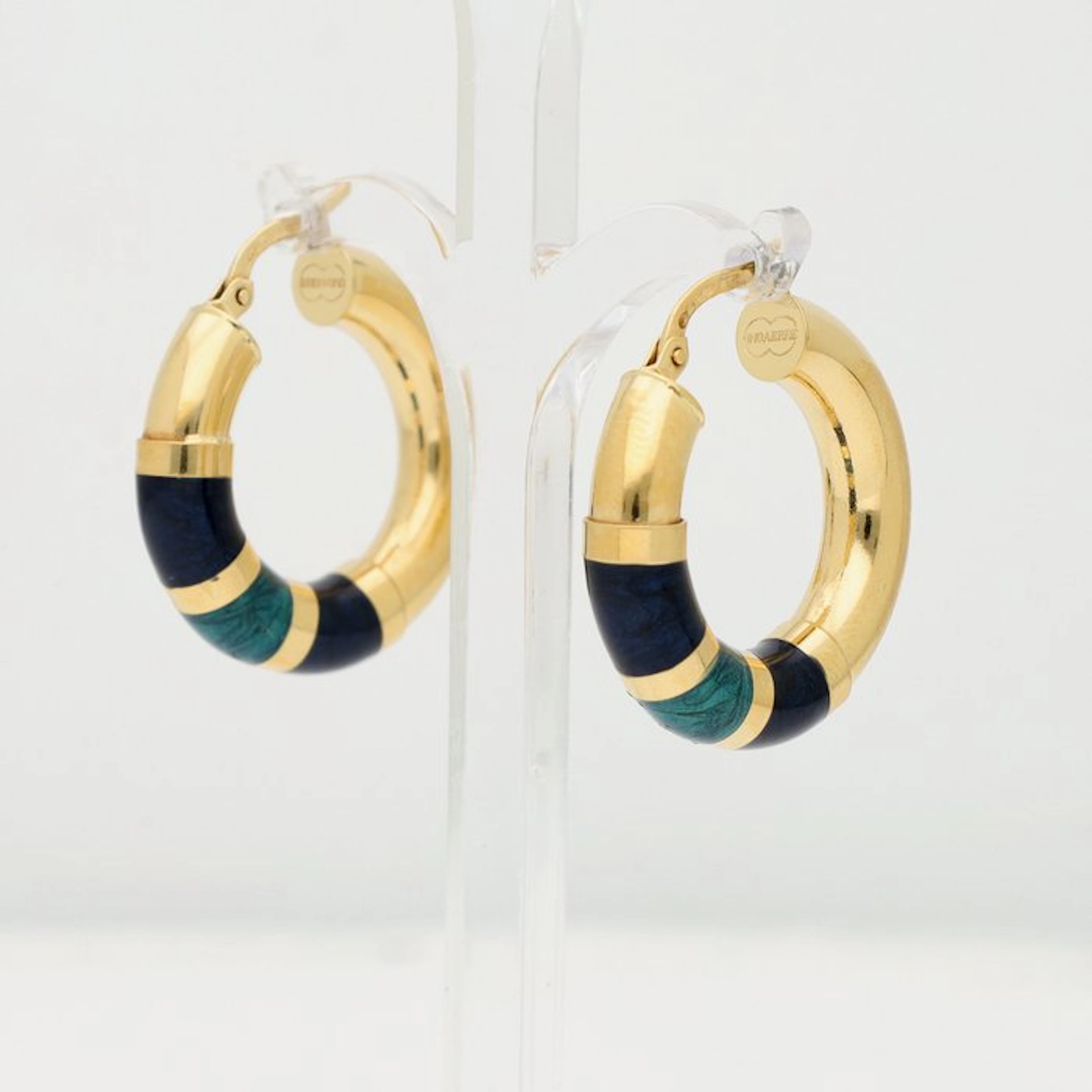Earrings - 18 kt. Yellow gold - Enamel