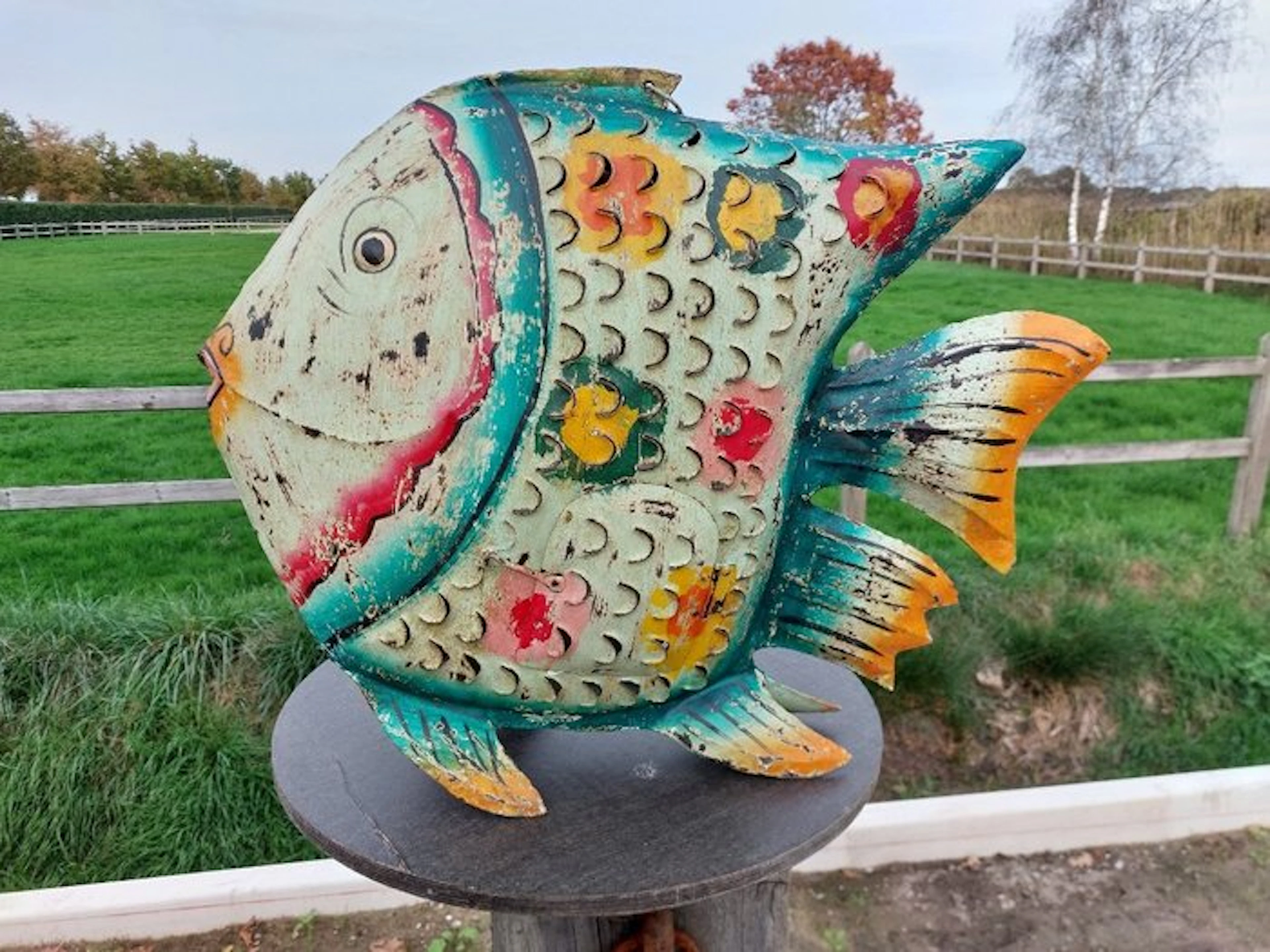 Statue, 87 cm long handmade tropical fisch - 46 cm - can