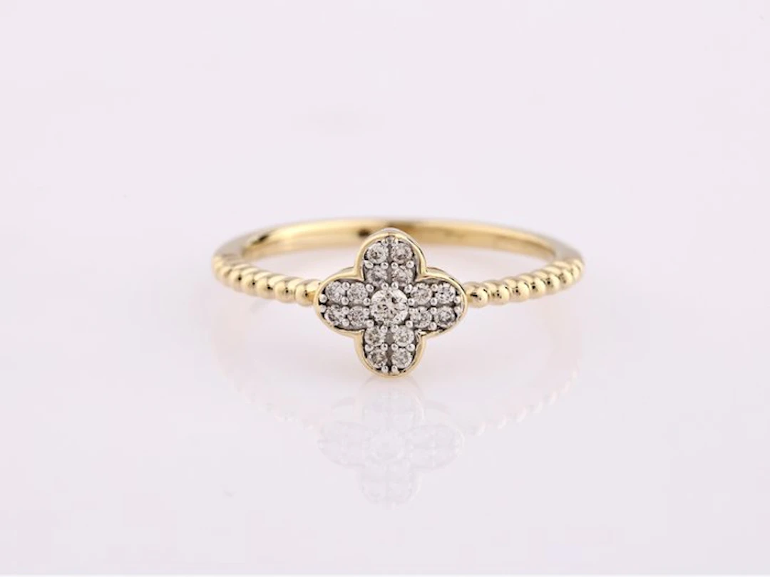 Ring - 14 kt. Yellow gold - 0.13ct. tw. Diamond (Natural)
