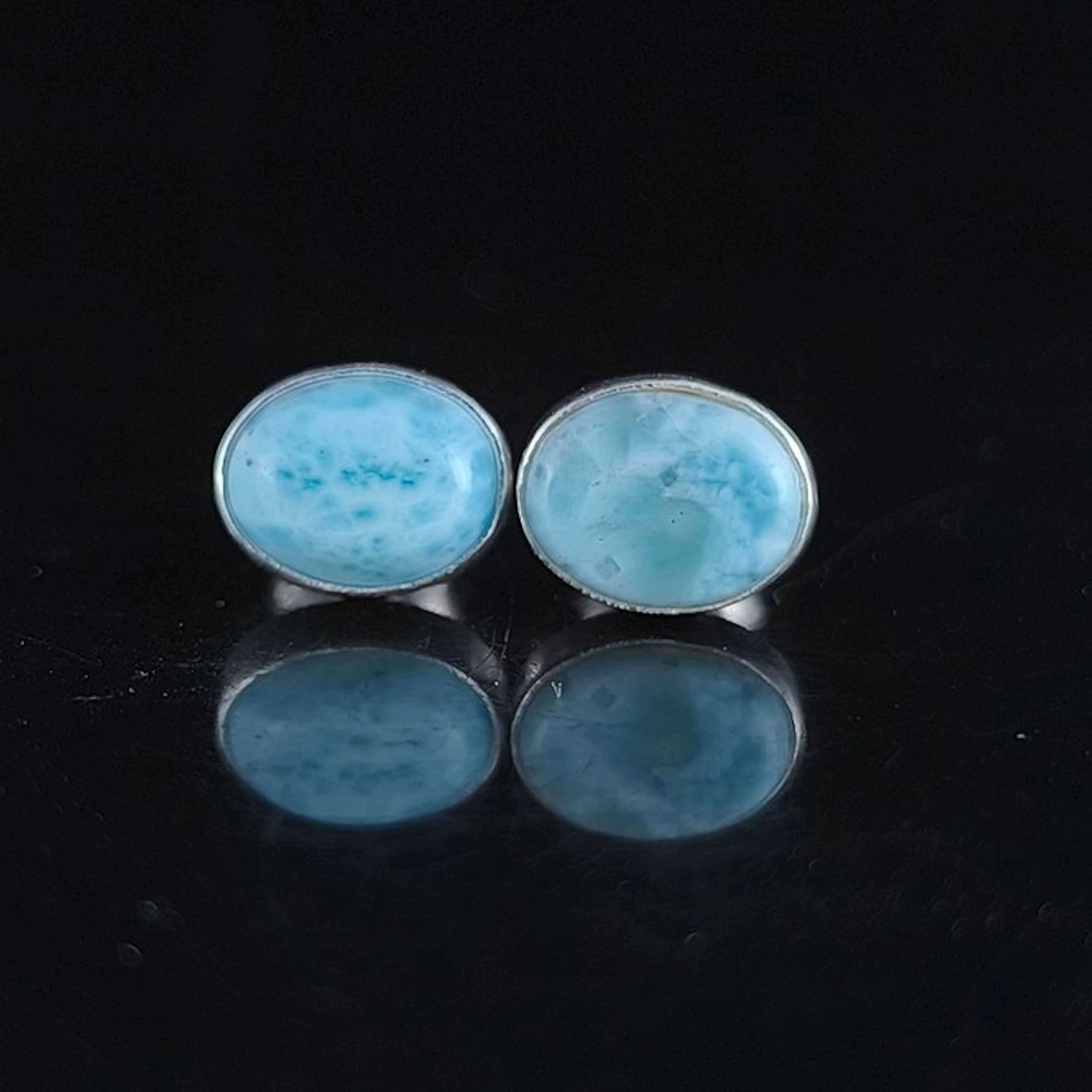 Larimar Cabochons - Height: 10 mm - Width: 8 mm- 2.32 g