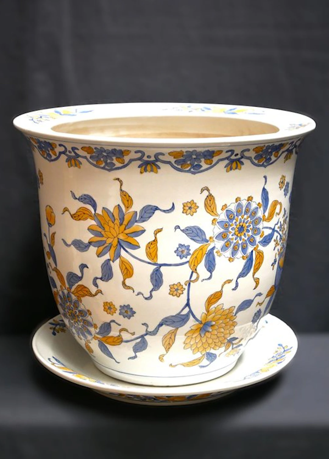 35cm - Flower pot - Porcelain - Hand-painted enamel