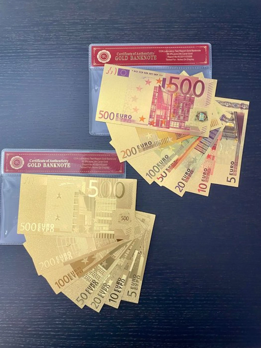 Europe. 2 séries complètes Euros plaqués or colorisés