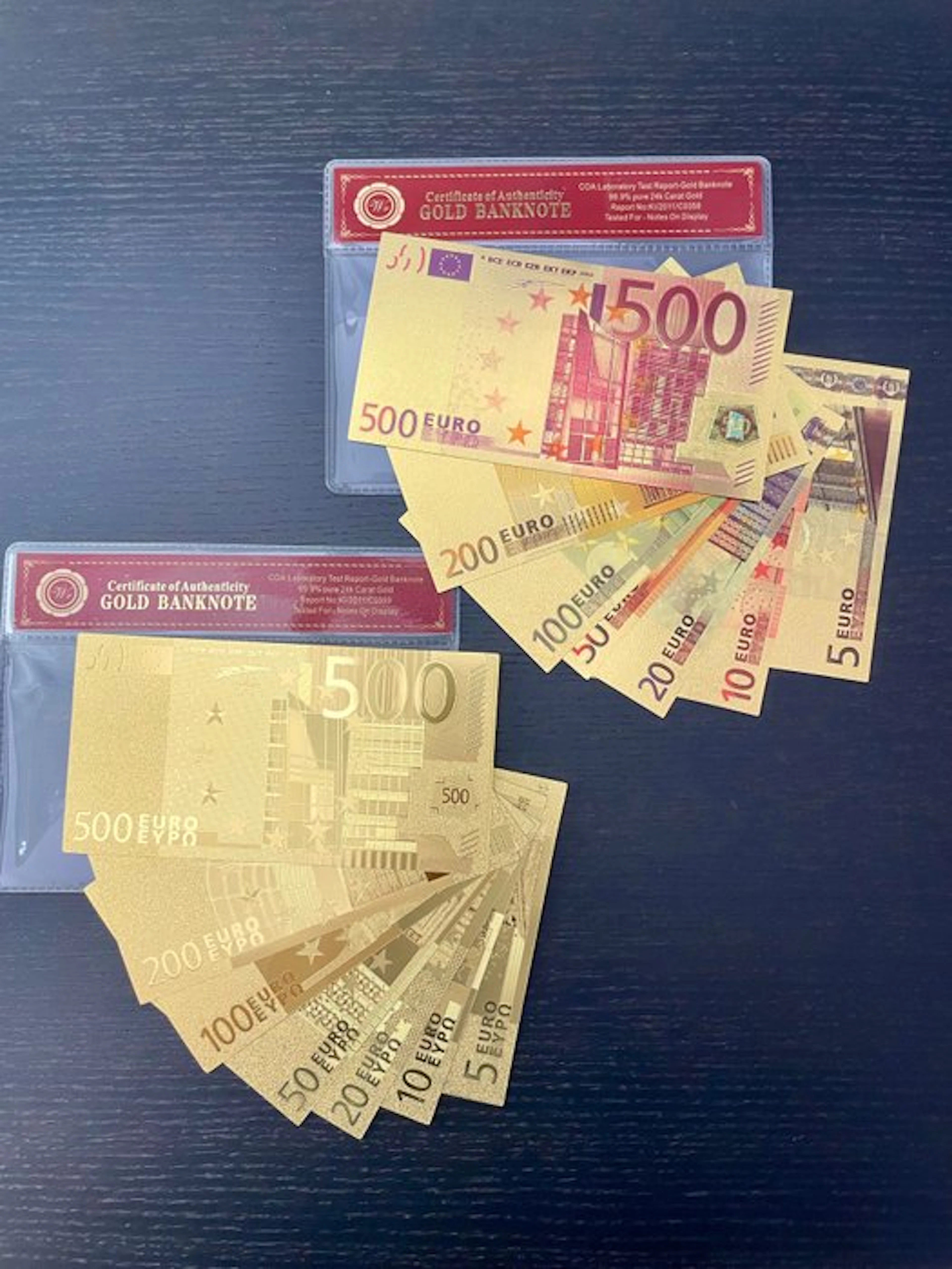 Europe. 2 séries complètes Euros plaqués or colorisés