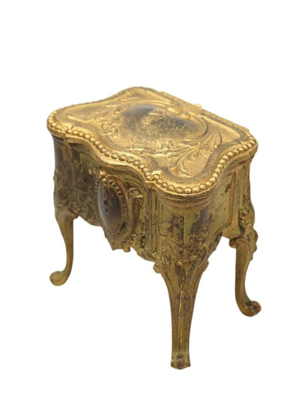 Coffret à bijoux français style Louis XV - Jewellery box - Spelter, Silk