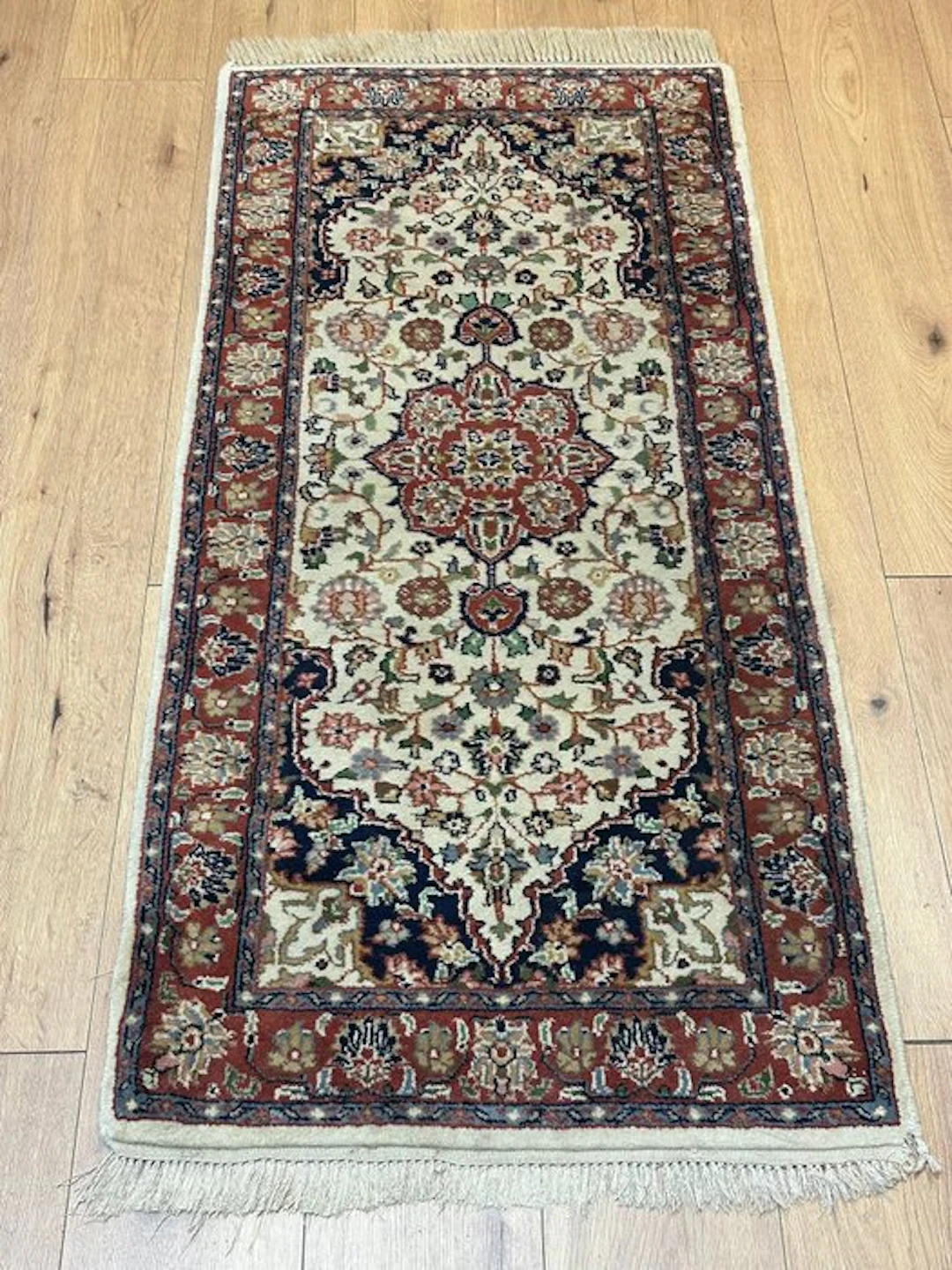 Classic Indian Tabriz rug runner with a delicate...