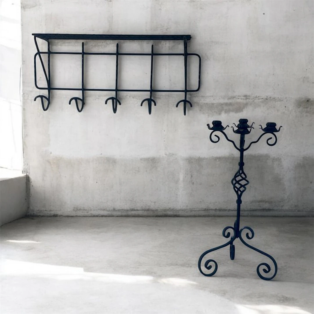 Candelabrum (2) - Cast iron - Vintage wrought-iron set