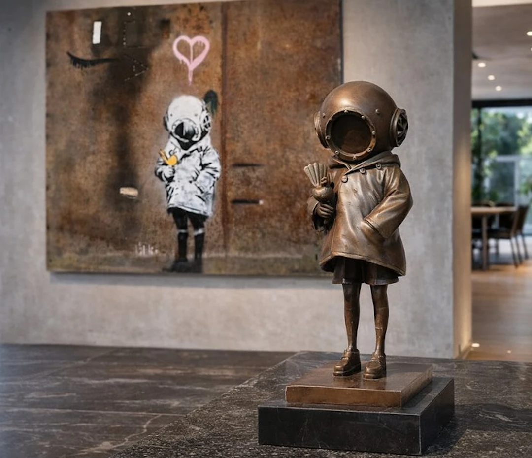 Diving Helmet Girl - After Banksy - Statue