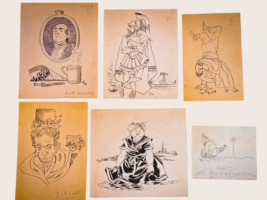 Thole, Karel - 6 Original drawing - Bizzarrerie – China e Matita – Signed