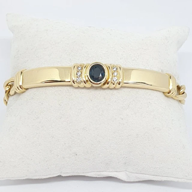 Bracelet - 18 kt. Yellow gold - 0.09ct. tw. Diamond (Natural) - Sapphire