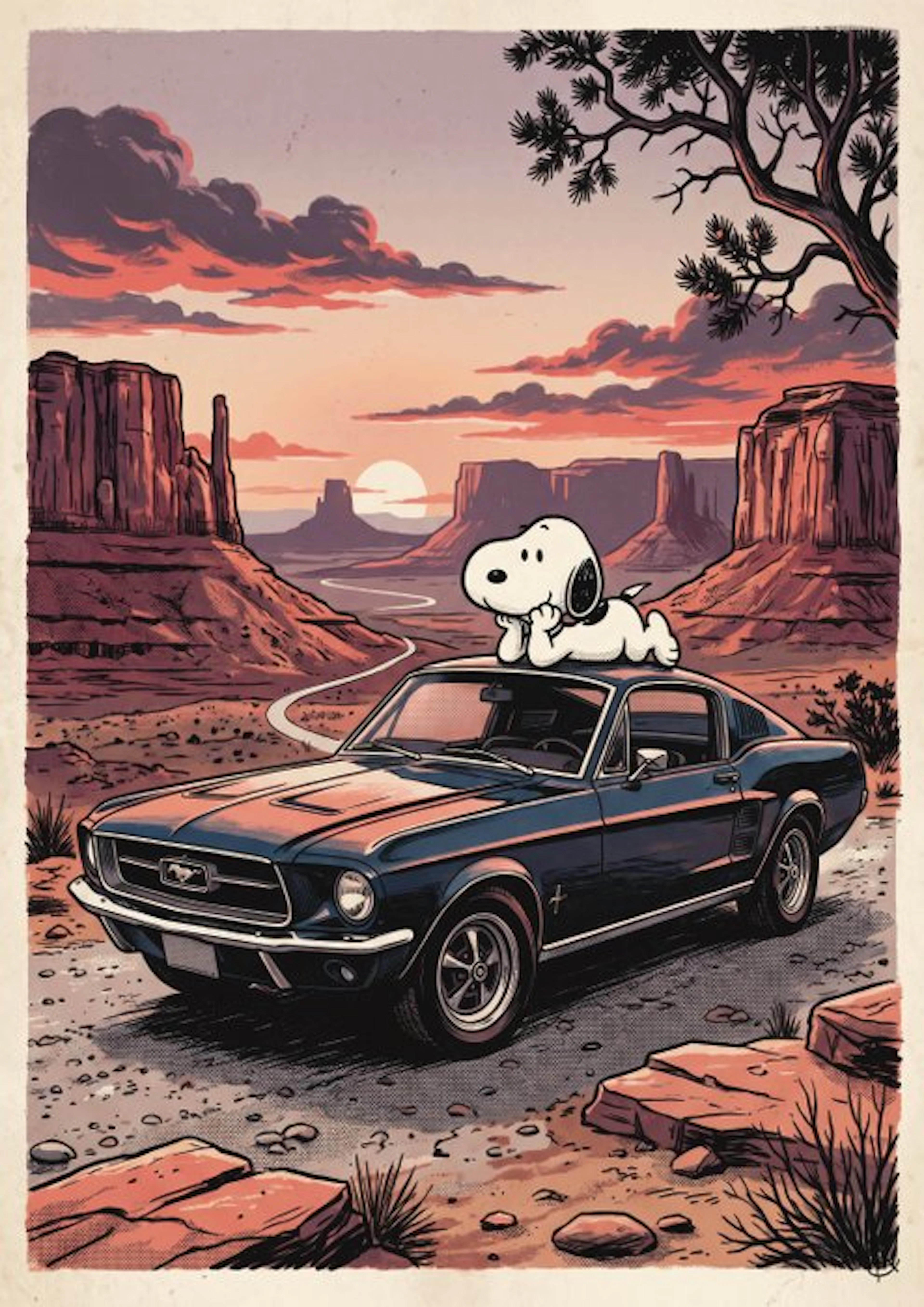 ANDSAL - Snoopy & Ford Mustang Fastback 1967 Contemporary...