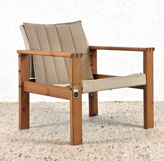 Armchair - Safari Chair - Linen - Vintage