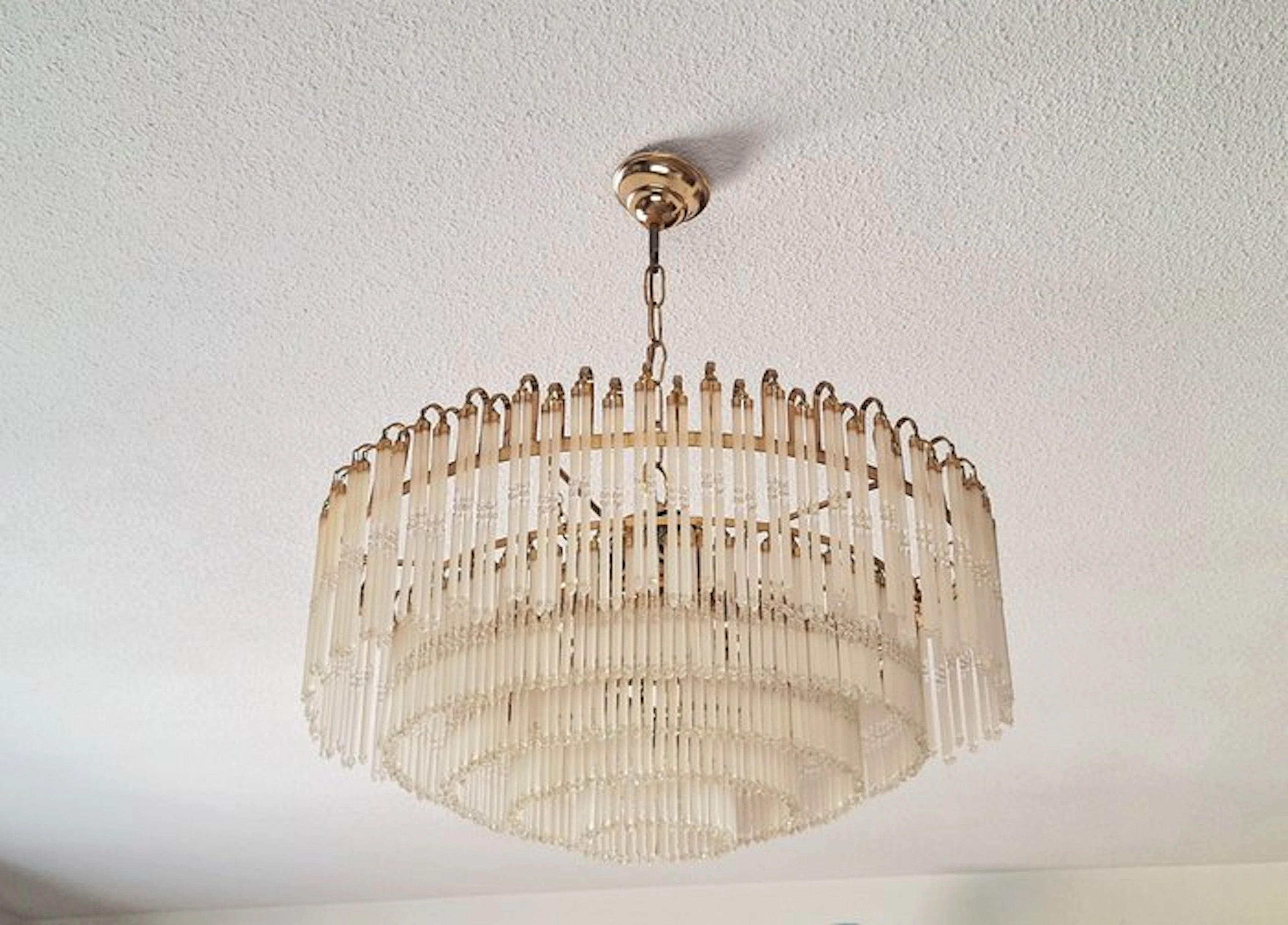 Hanging lamp - Glass, Brass, Metal - Crystal lamp
