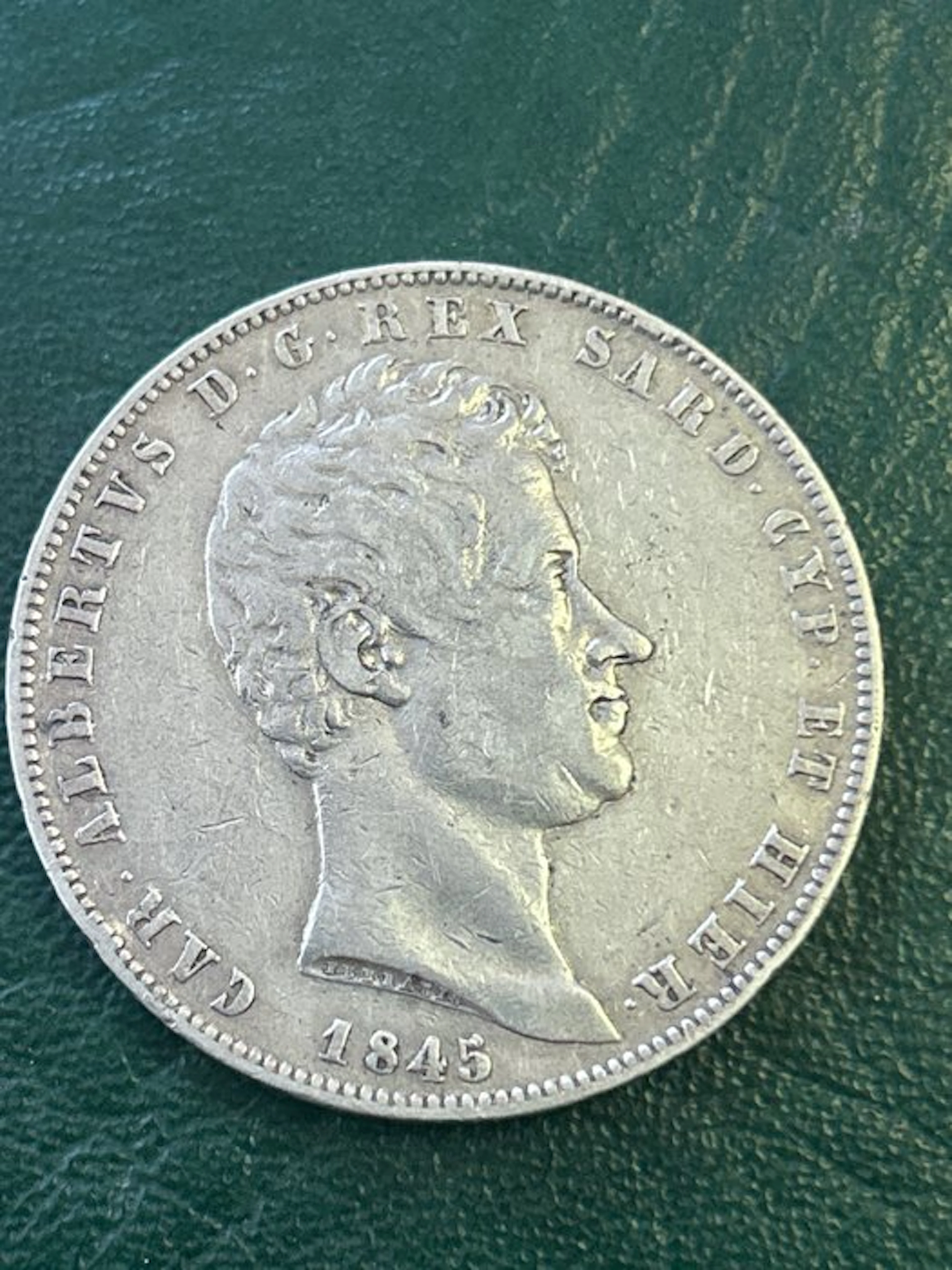 Italy, Savoy Carlo Alberto. 5 Lire 1845 Genova (No reserve price)