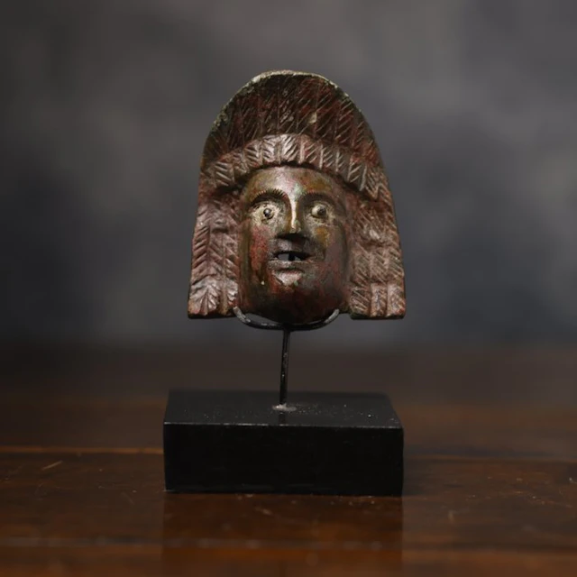 Ancient Roman bronze theater mask applique - 7.5 cm