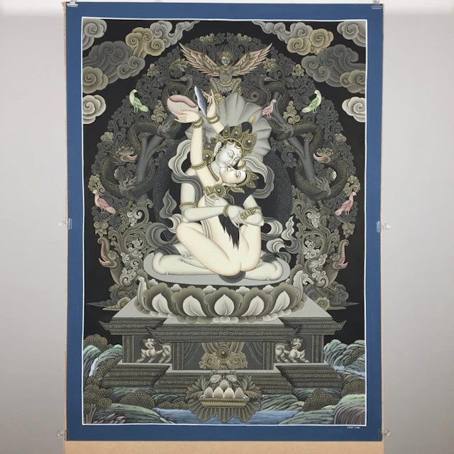 82.5X59.5 cm - Fine Large Newari Painting - Masterpiece Thangka