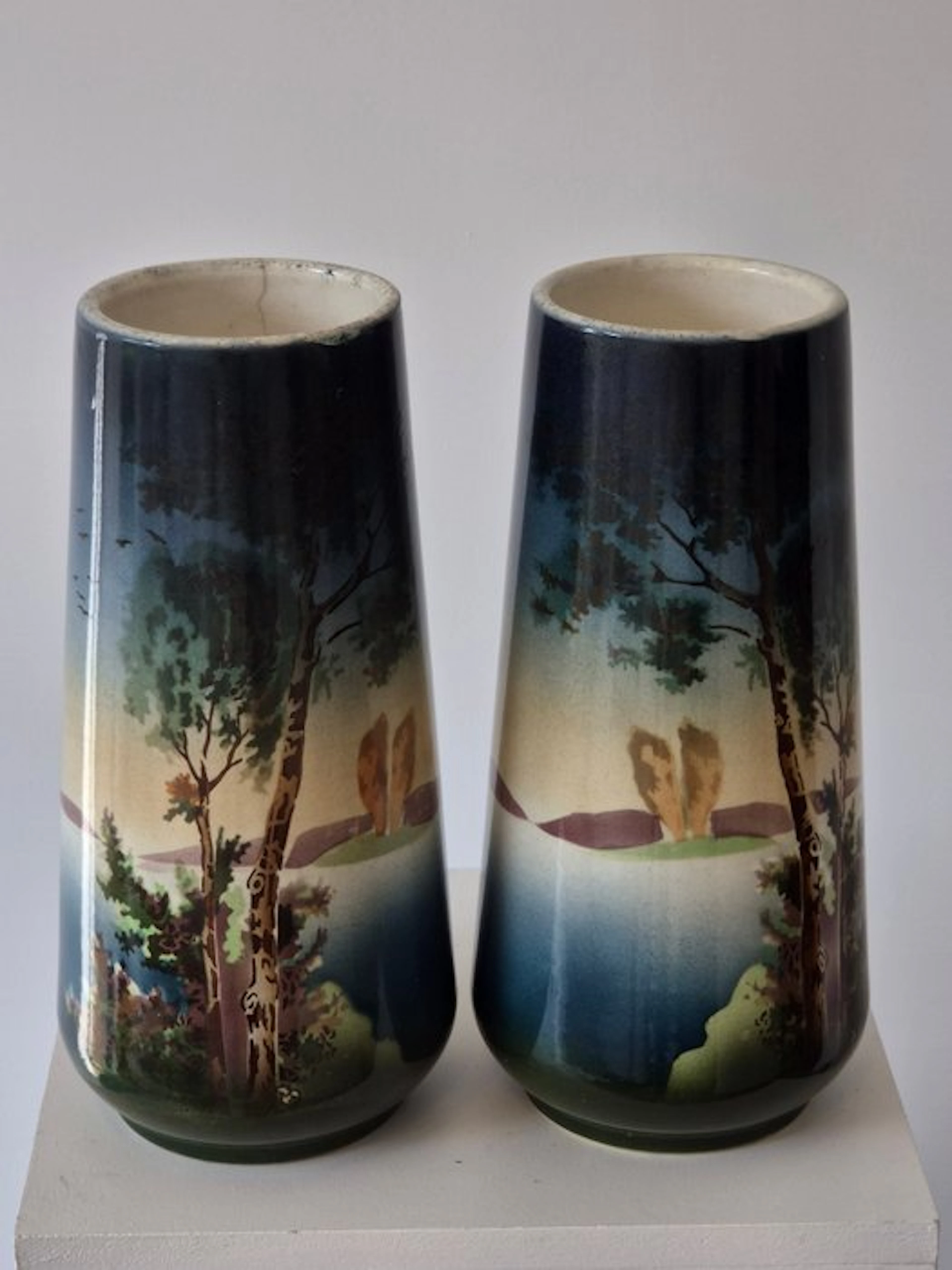 Vase (2) - Pair of Vintage Art Nouveau / Art Deco Style...